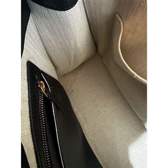 Tory Burch Britten Black Leather Tote Bag with Gold Hardware - Picture 11 of 16